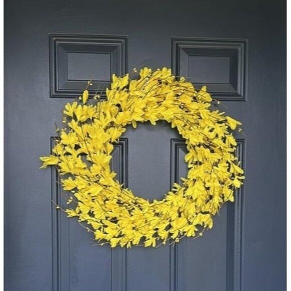 New 20inch Artificial Forsythia Flower Wreath Spring Summer Fall Wreath Silk - Picture 1 of 2
